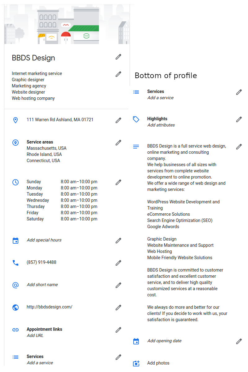 Top and bottom portions of the GMB profile