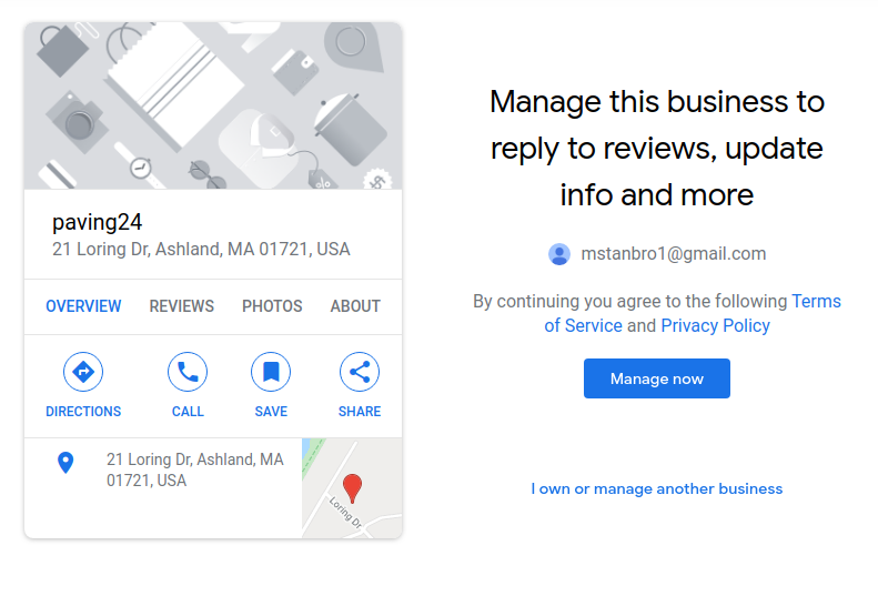 claim this business page - Google My Business