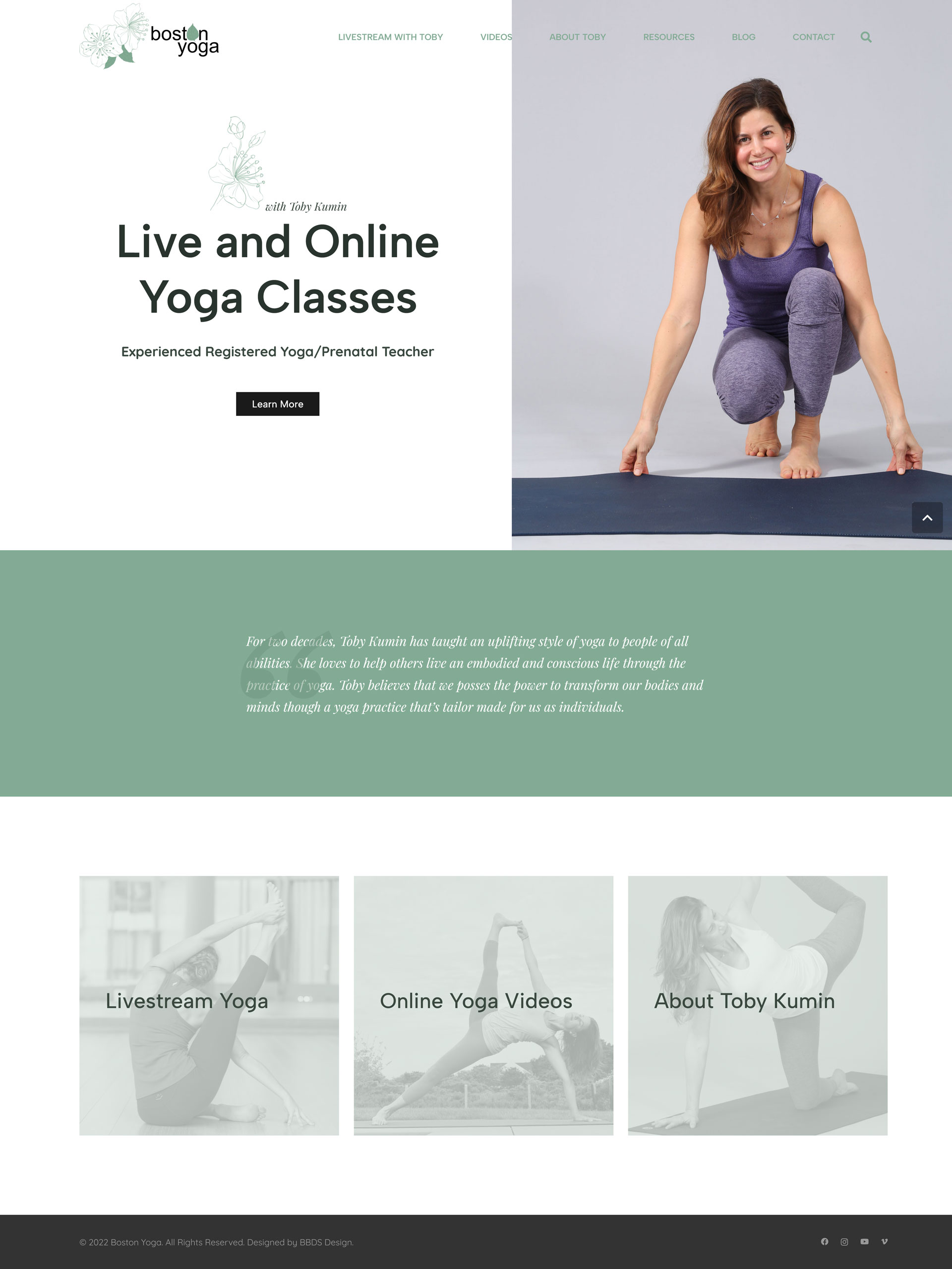 Yoga Instructor website – bostonyoga.com