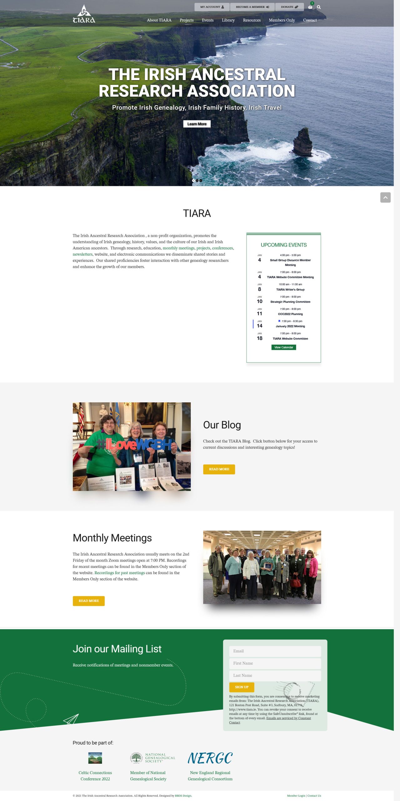 The Irish Ancestral Research Association - non-profit organization WordPress Website