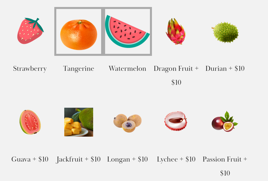 Fruit options with two selections