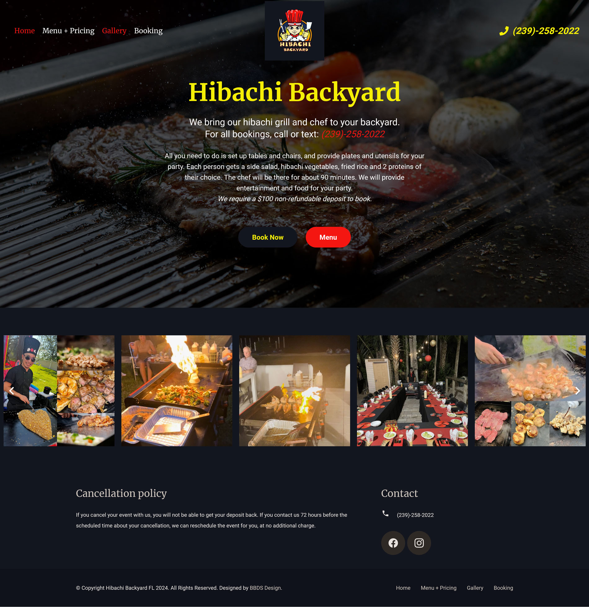 Catering Private Chef Website - Hibachi Backyard FL