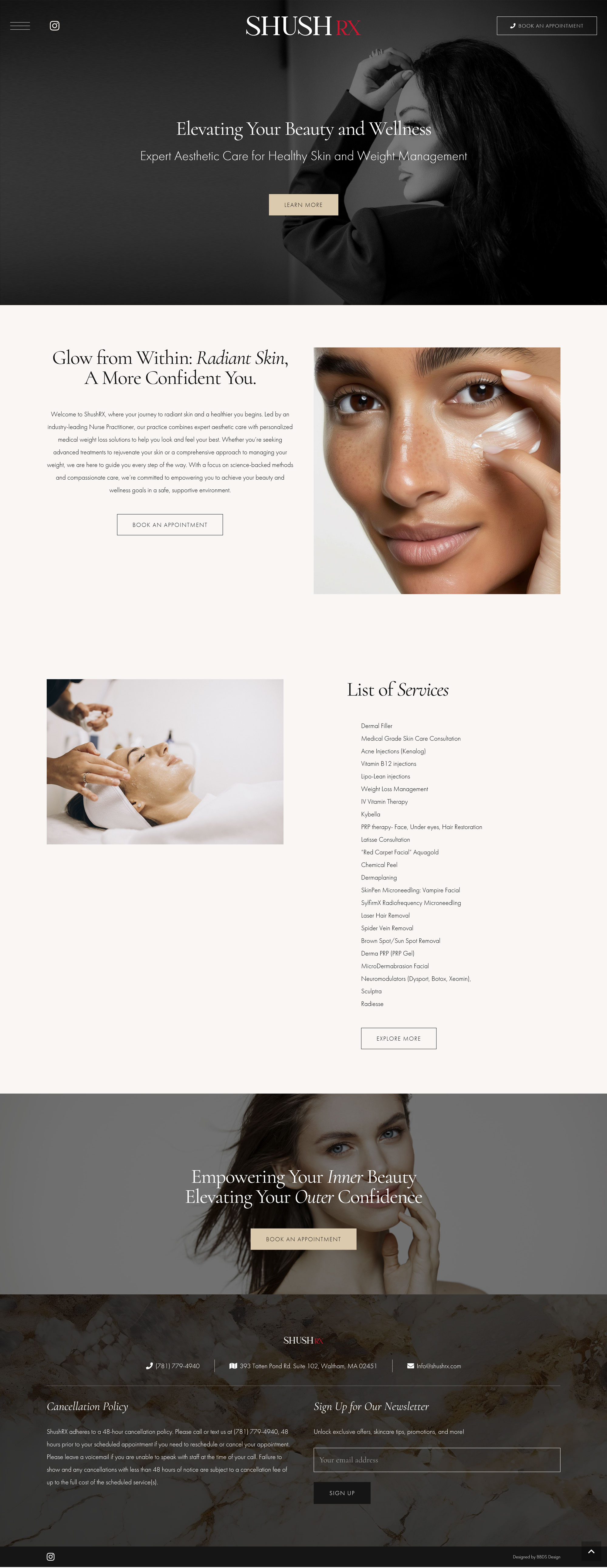 Beauty Spa: A Simple Website to Get Your Business Started - ShushRX, Waltham, MA